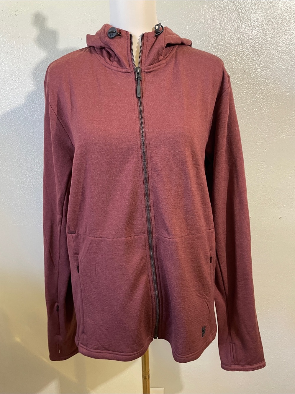 Merino Wool Full Zip Hooded Jacket Burgundy Large Chrome Industries Utility Tech